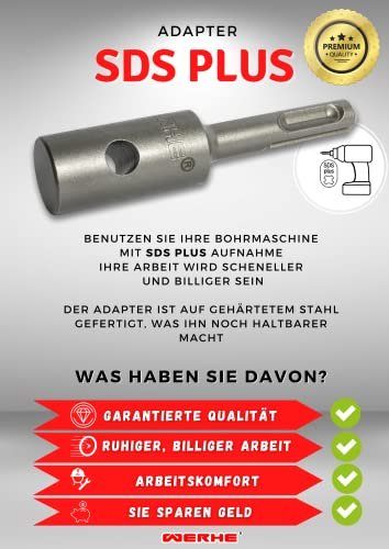 WERHE Profi Adapter für Erdbohrer passend für SDS Plus Bohrmaschine Akkubohrmaschine Akkuschrauber Pfahlbohrer Mit Bolzen aus hochwertigem Federstahl - Image 10