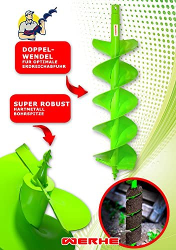 WERHE® Profi Bohrer Starker Stahl, Erdbohrer für bohrmaschine 200 mm Doppel-Welle extrem robust - Pfahlbohrer Brunnenbohrer präzise Bohrspitze. - Image 9