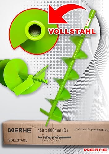 WERHE® Profi Bohrer VollStahl, Erdbohrer für bohrmaschine 150 mm extrem robust - Pfahlbohrer Brunnenbohrer präzise Bohrspitze. - Image 6