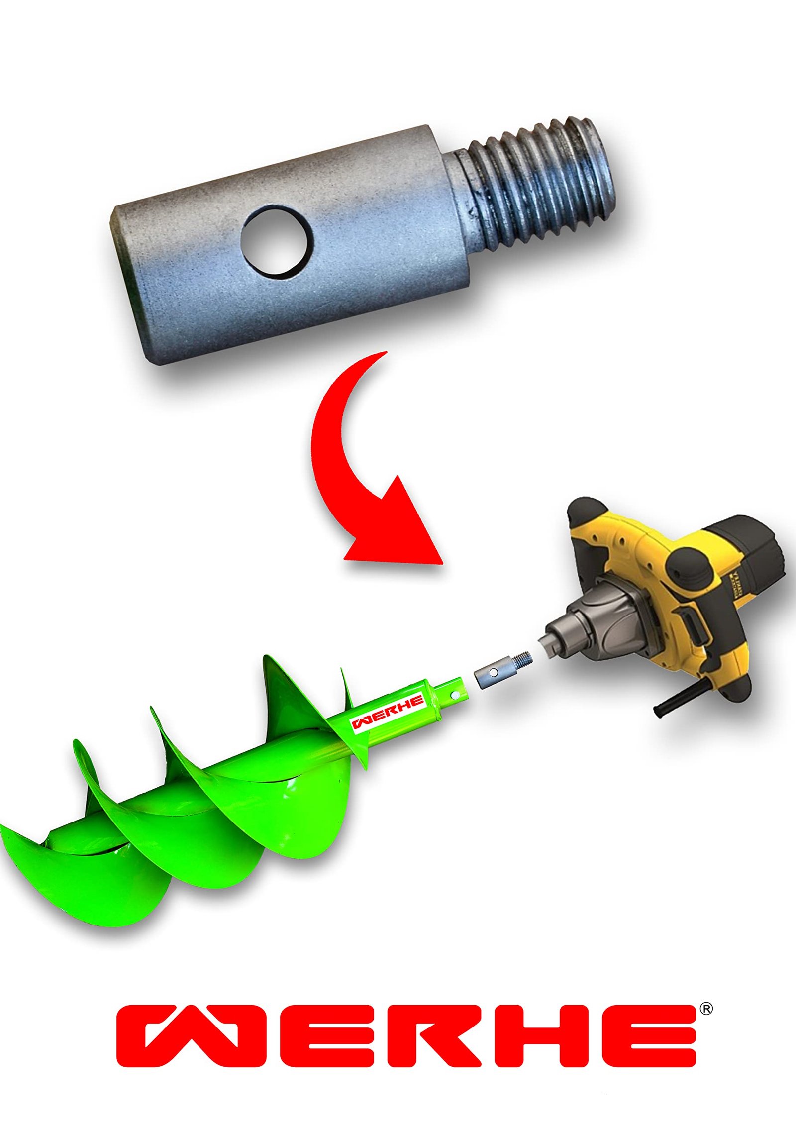 WERHE® Profi Bohrer VollStahl, Erdbohrer für bohrmaschine 40 mm Extrem robust mit m14 Adapter - Pfahlbohrer Brunnenbohrer präzise Bohrspitze. - Image 8